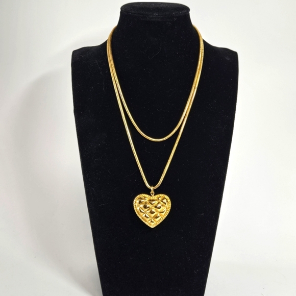 Anne Klein Jewelry - Anne Klein Puffy Heart Goldtone 32" Women's Necklace 90's Excellent Condition